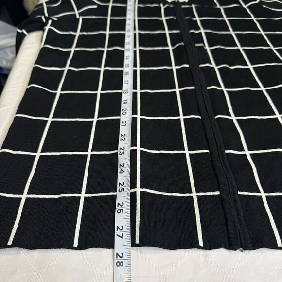 Jones New York Grid Plaid Full Zip Jacket 2X Preppy Minimalist Stretch Knit - Picture 7 of 8